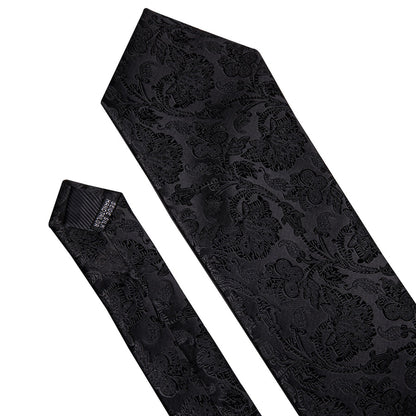 Dark Floral Silk XL Tie, Pocket Square and Cufflinks tie sets    - Sophisticated Gentlemen