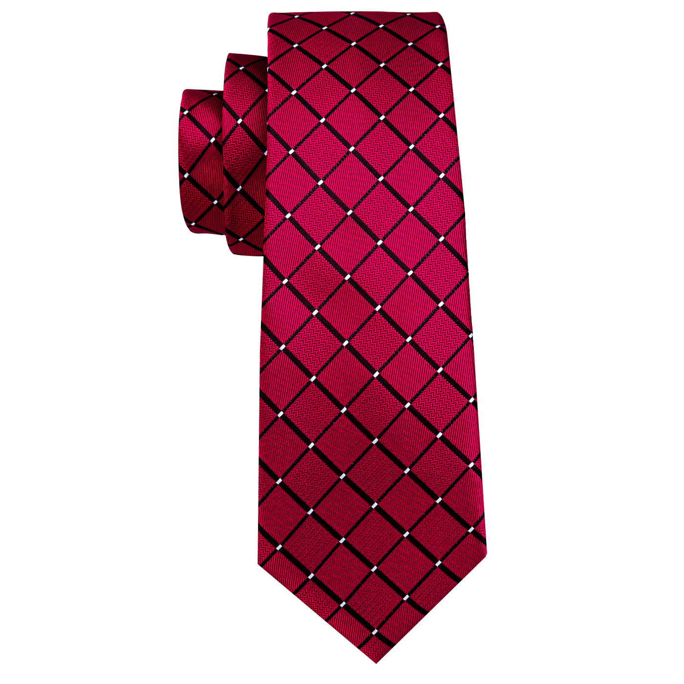 Red & Black Plaid Silk Tie, Pocket Square & Cufflinks Set tie sets - Sophisticated Gentlemen