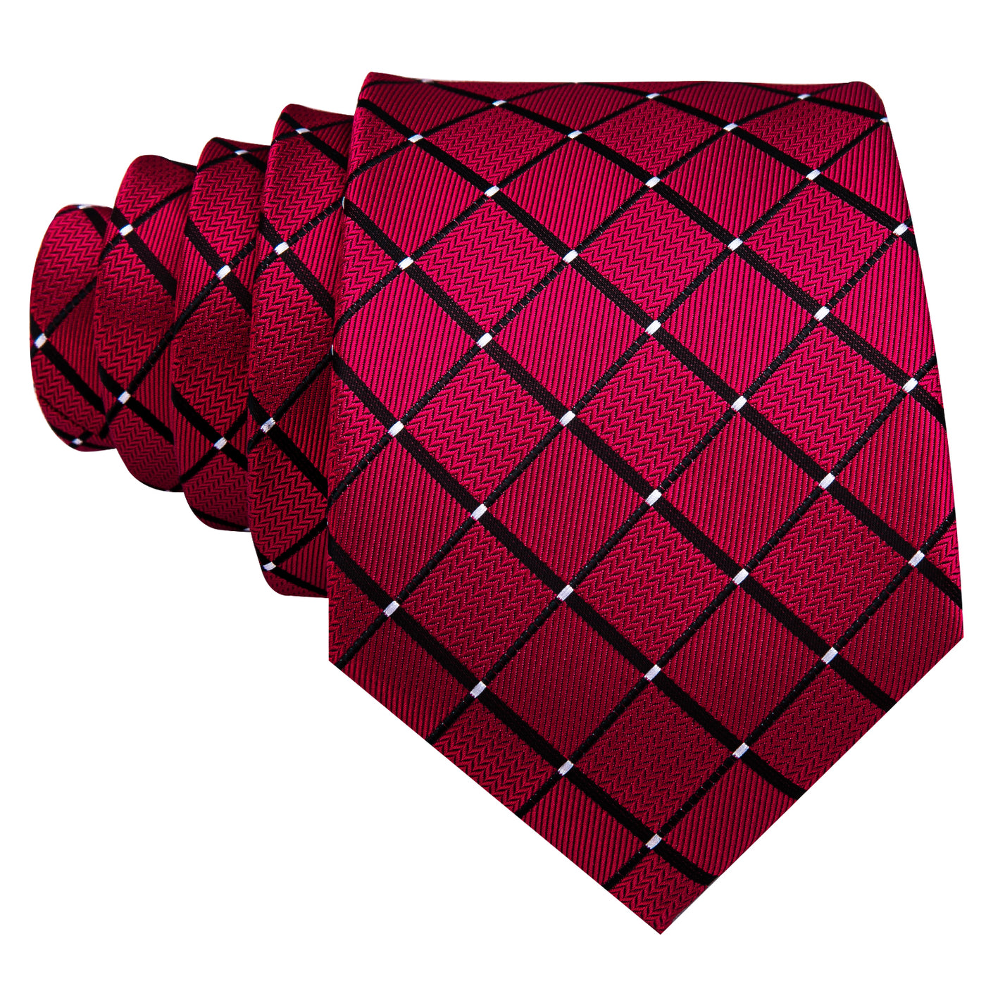 Red & Black Plaid Silk Tie, Pocket Square & Cufflinks Set tie sets - Sophisticated Gentlemen