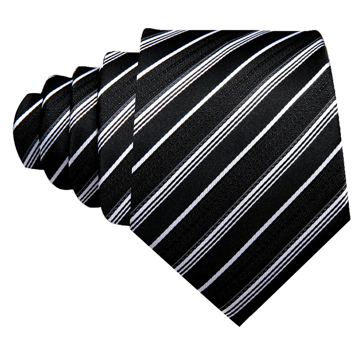 Black White Striped Paisley Tie, Pocket Square and Cufflinks Set tie sets    - Sophisticated Gentlemen