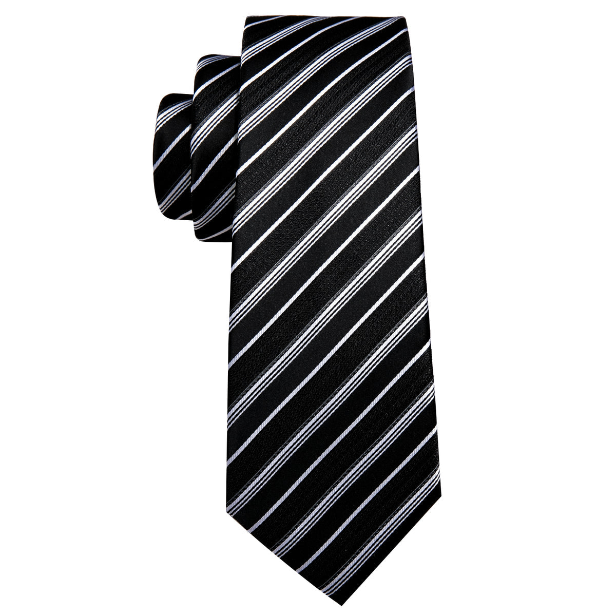 Black White Striped Paisley Tie, Pocket Square and Cufflinks Set tie sets    - Sophisticated Gentlemen
