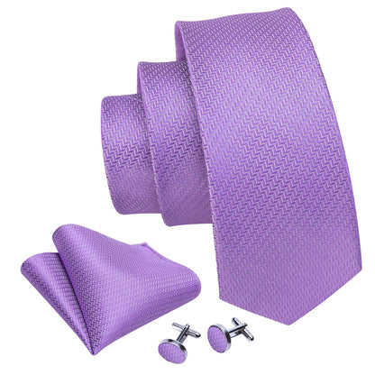 Purple Striped Woven Silk Tie, Pocket Square and Cufflinks Set tie sets    - Sophisticated Gentlemen