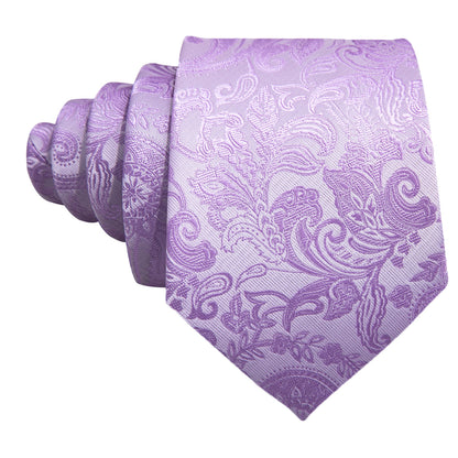 Light Purple Paisley Silk Tie, Pocket Square and Cufflinks Set tie sets    - Sophisticated Gentlemen