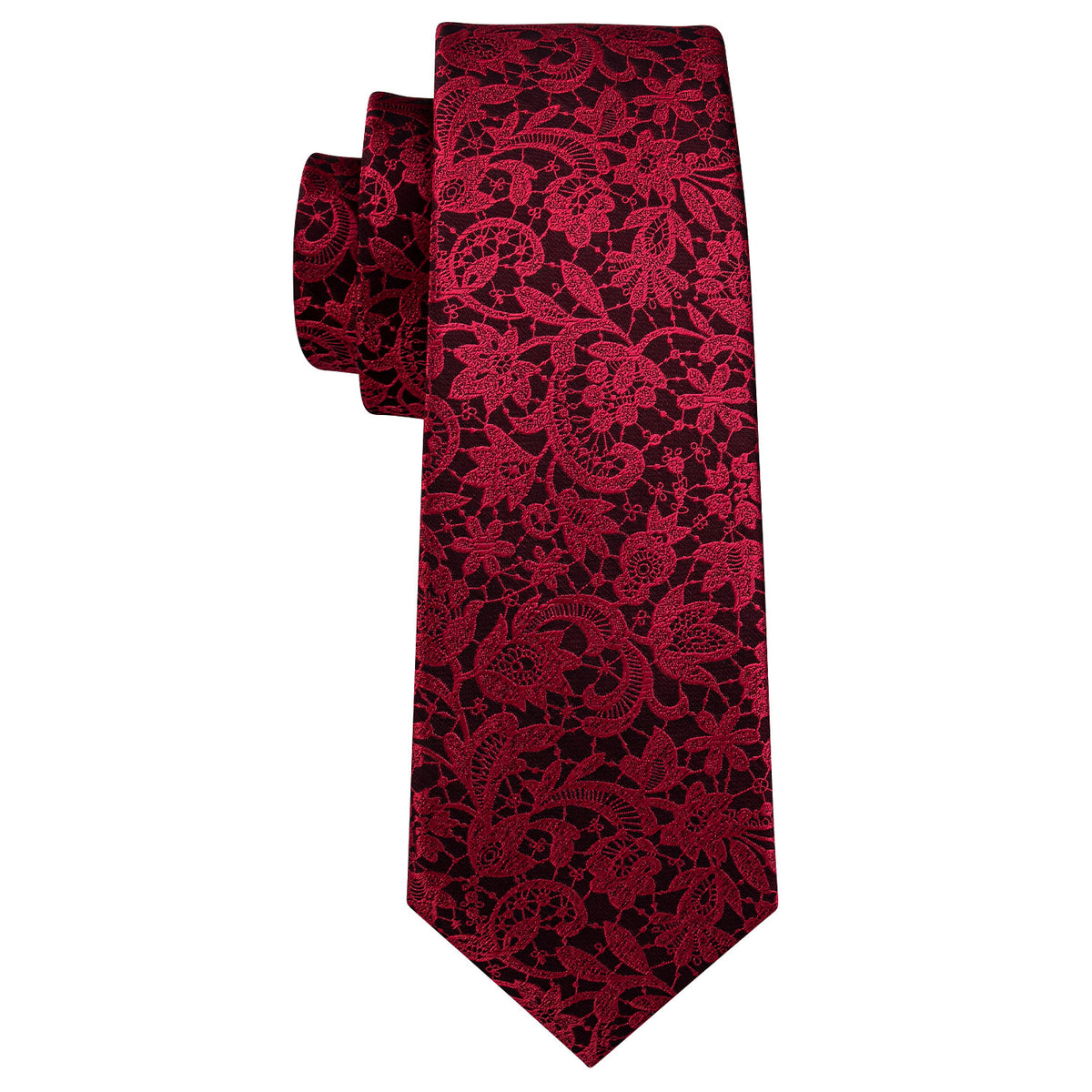 Red Black Paisley Silk Tie, Pocket Square and Cufflinks Set tie sets    - Sophisticated Gentlemen