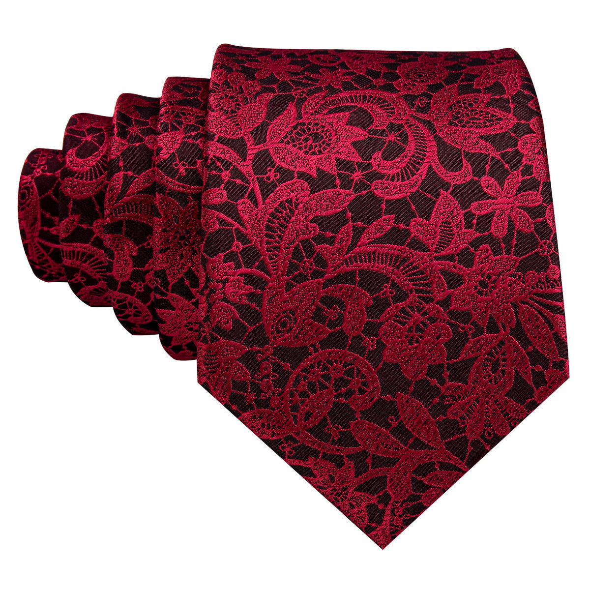 Red Black Paisley Silk Tie, Pocket Square and Cufflinks Set tie sets    - Sophisticated Gentlemen