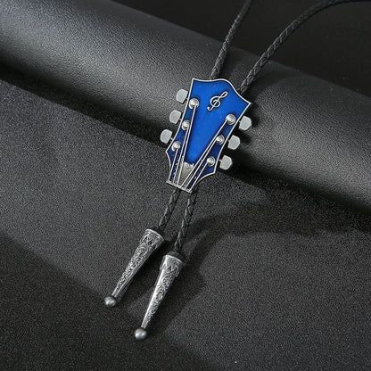Fashion Guitar Bolo Tie with Musical Flair bolo tie Blue   - Sophisticated Gentlemen