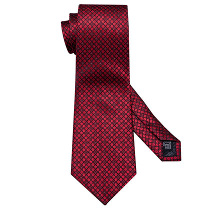 Black Red Plaid Tie, Pocket Square and Cufflinks Set tie sets    - Sophisticated Gentlemen
