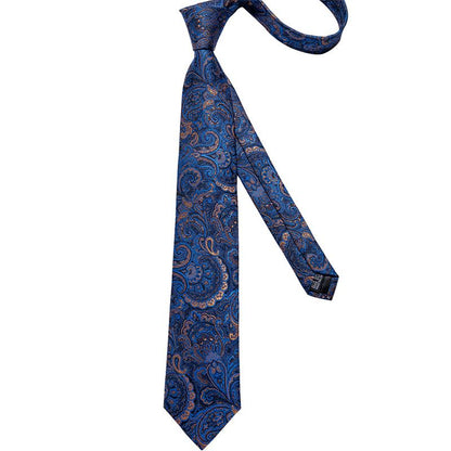 Radiant Blue Paisley Tie Set with Pocket Square & Cufflinks tie sets    - Sophisticated Gentlemen