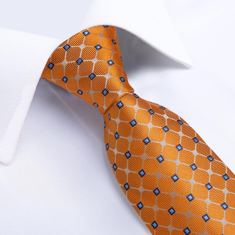 Orange Shine Tie, Pocket Square and Cufflinks tie sets - Sophisticated Gentlemen