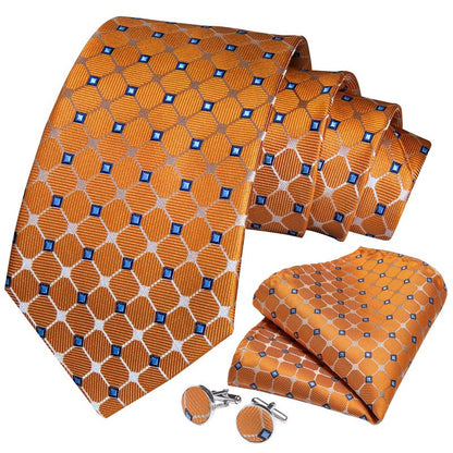 Orange Shine Tie, Pocket Square and Cufflinks tie sets - Sophisticated Gentlemen