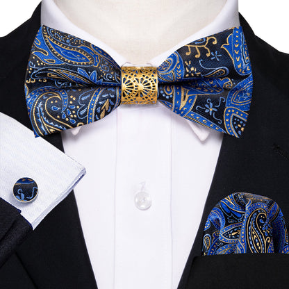 Blue Paisley Bow Tie Set bow ties    - Sophisticated Gentlemen