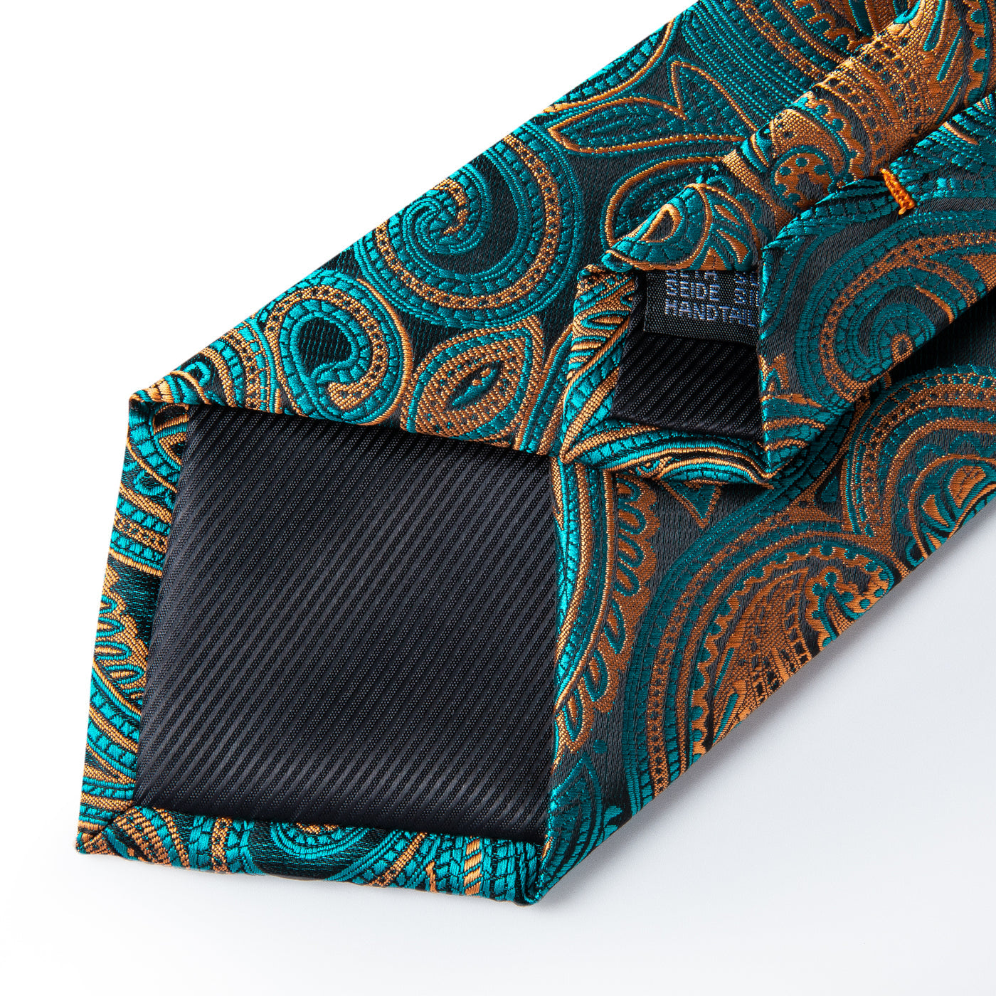 Turquoise & Gold Paisley Silk Tie, Pocket Square & Cufflinks Set tie sets - Sophisticated Gentlemen