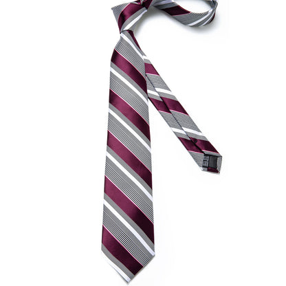 Red Stripes Silk Tie Set tie set - Sophisticated Gentlemen
