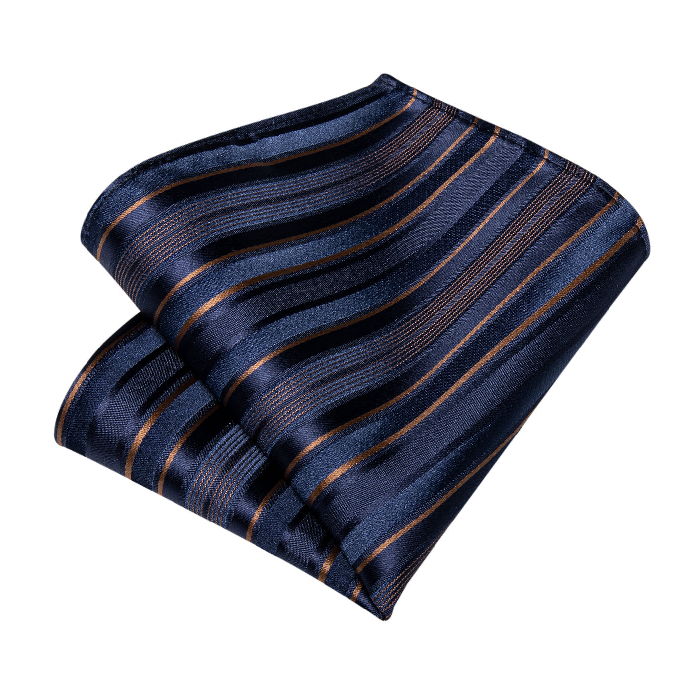 Navy Blue & Gold Striped Silk Tie Set tie sets - Sophisticated Gentlemen