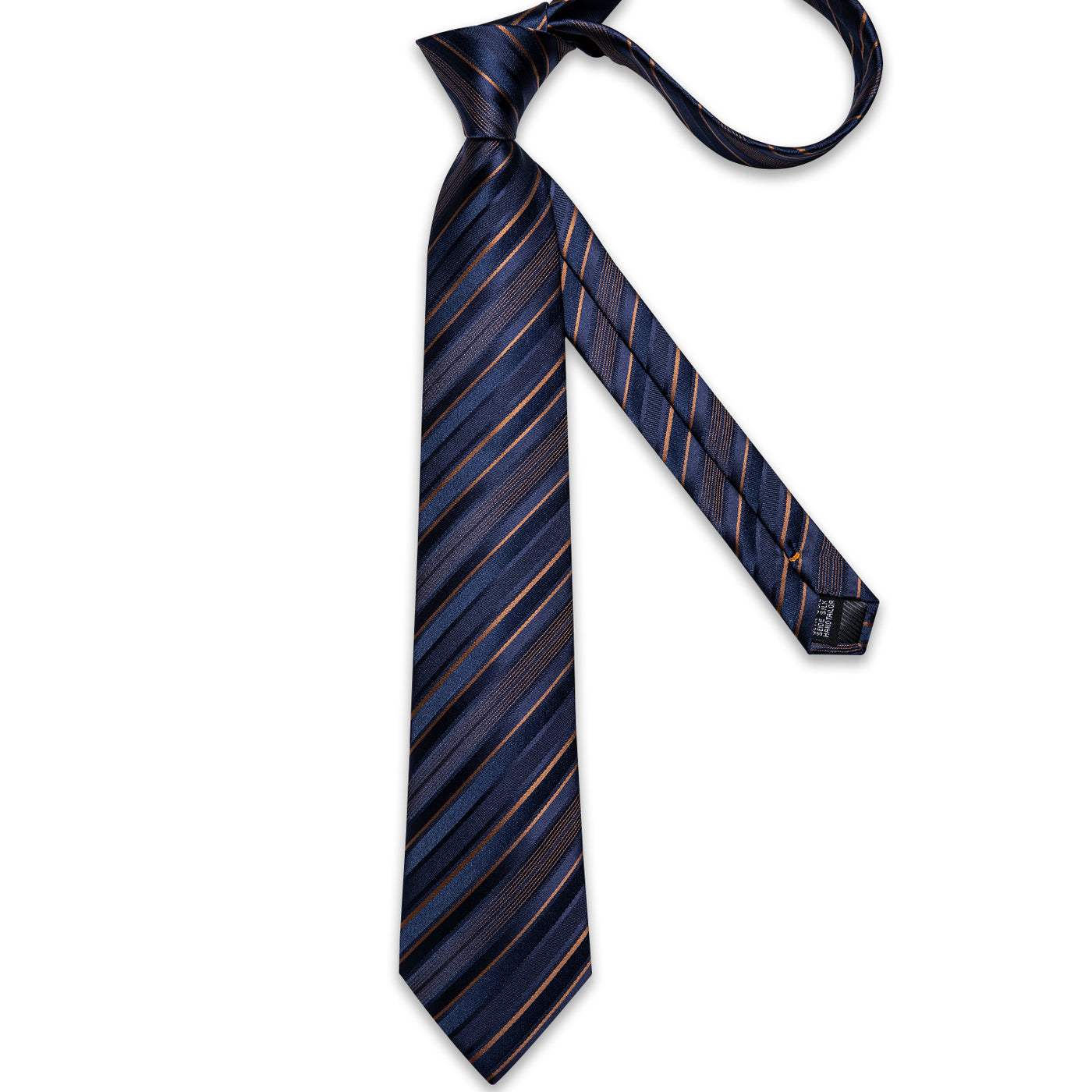 Navy Blue & Gold Striped Silk Tie Set tie sets - Sophisticated Gentlemen