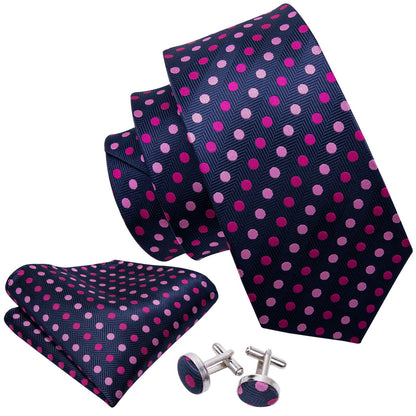 Pink Purple Polka Dot Tie, Pocket Square and Cufflinks Set tie sets    - Sophisticated Gentlemen