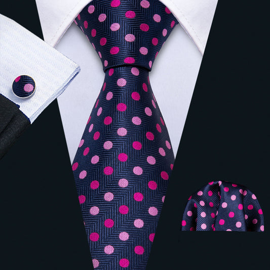 Pink Purple Polka Dot Tie, Pocket Square and Cufflinks Set tie sets    - Sophisticated Gentlemen