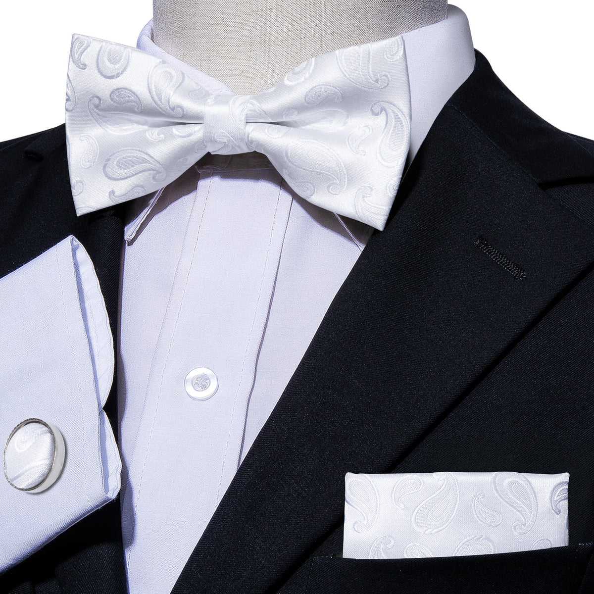 White Paisley Children Bow Tie Set bow ties    - Sophisticated Gentlemen