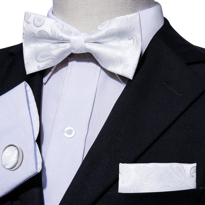 White Paisley Children Bow Tie Set bow ties    - Sophisticated Gentlemen