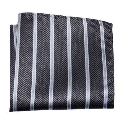 Black White Stripe Bow Tie Set bow ties    - Sophisticated Gentlemen