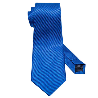Blue Classic Solid Silk Tie, Pocket Square and Cufflinks Set tie sets    - Sophisticated Gentlemen