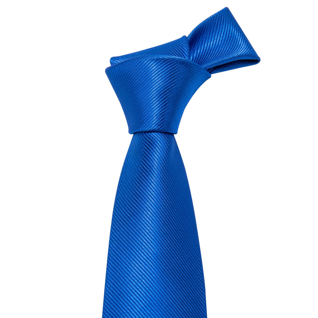 Blue Classic Solid Silk Tie, Pocket Square and Cufflinks Set tie sets    - Sophisticated Gentlemen