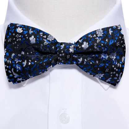 Deep Blue Floral Bow Tie Set bow ties    - Sophisticated Gentlemen