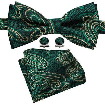 Green Floral Bow Tie Set bow ties    - Sophisticated Gentlemen