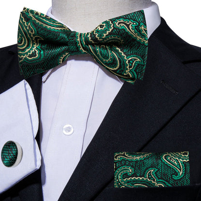 Green Floral Bow Tie Set bow ties    - Sophisticated Gentlemen