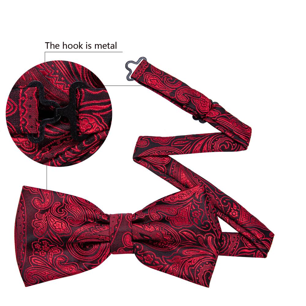 Burgundy Red Paisley Bow Tie Set bow ties    - Sophisticated Gentlemen