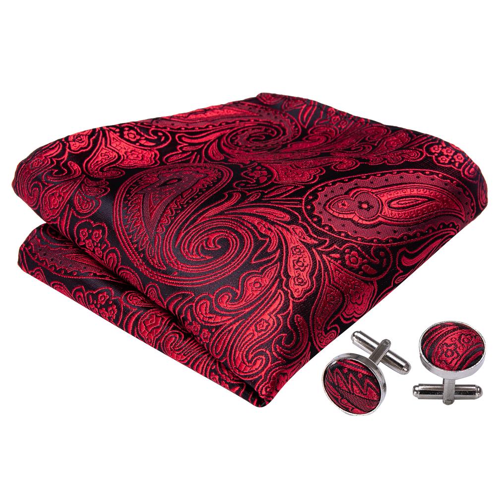 Burgundy Red Paisley Bow Tie Set bow ties    - Sophisticated Gentlemen