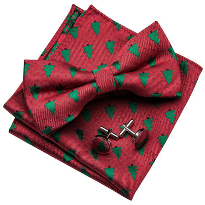 Red Tree Silk Bow Tie Set bow ties    - Sophisticated Gentlemen