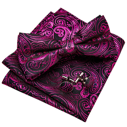 Red Paisley Bow Tie Set bow ties    - Sophisticated Gentlemen