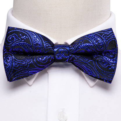 RoyalBlue Paisley Bow Tie Set bow ties    - Sophisticated Gentlemen