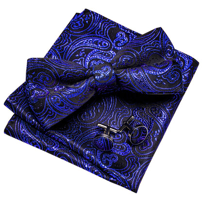 RoyalBlue Paisley Bow Tie Set bow ties    - Sophisticated Gentlemen