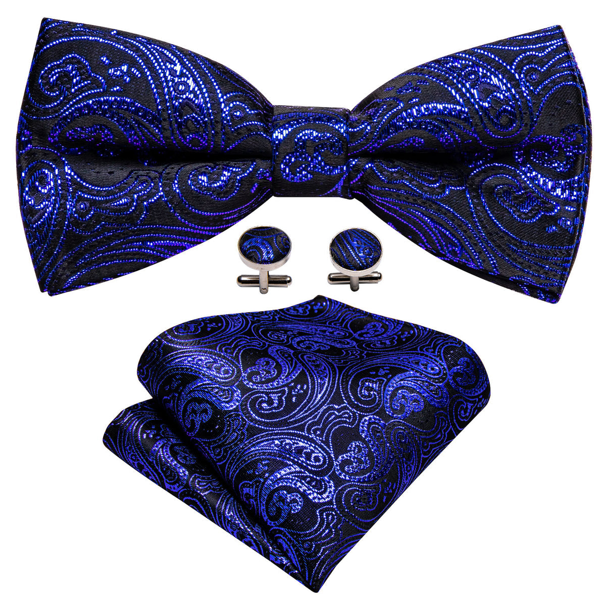RoyalBlue Paisley Bow Tie Set bow ties    - Sophisticated Gentlemen