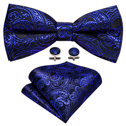 RoyalBlue Paisley Bow Tie Set bow ties    - Sophisticated Gentlemen