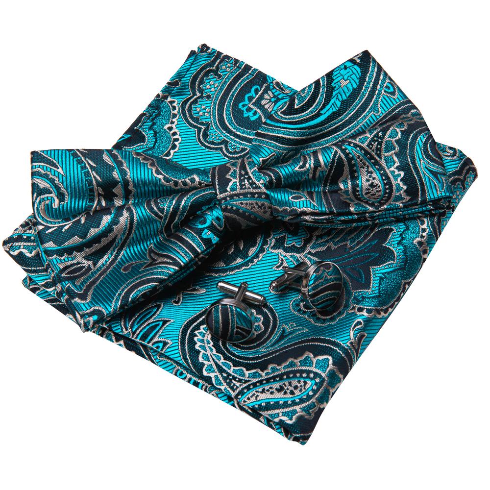 Blue Green Paisley Bow Tie Set bow ties    - Sophisticated Gentlemen