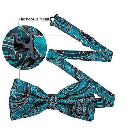 Blue Green Paisley Bow Tie Set bow ties    - Sophisticated Gentlemen
