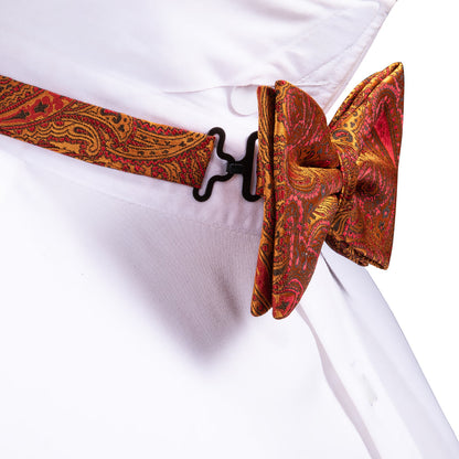 Orange Paisley Bow Tie Set bow ties    - Sophisticated Gentlemen