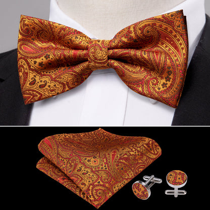 Orange Paisley Bow Tie Set bow ties    - Sophisticated Gentlemen