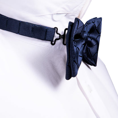 Deep Blue Plaid Bow Tie Set bow ties    - Sophisticated Gentlemen