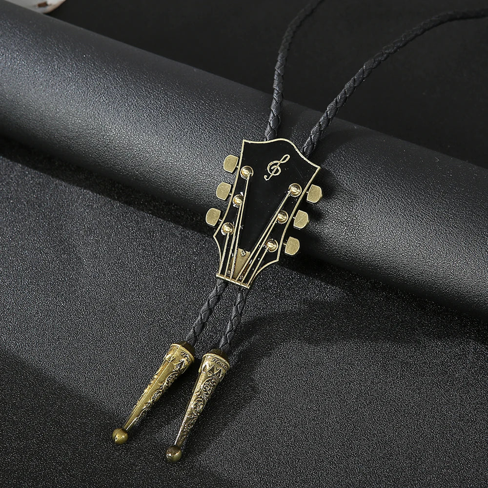 Fashion Guitar Bolo Tie with Musical Flair bolo tie Gold   - Sophisticated Gentlemen