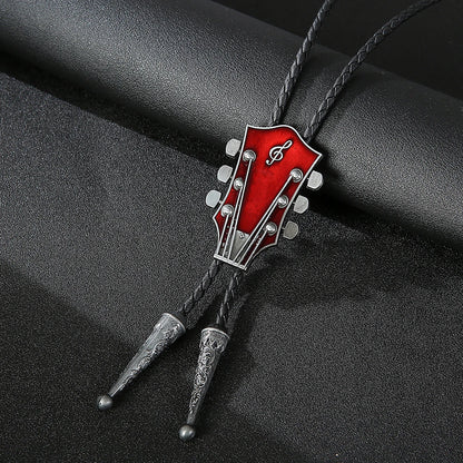 Fashion Guitar Bolo Tie with Musical Flair bolo tie Red   - Sophisticated Gentlemen