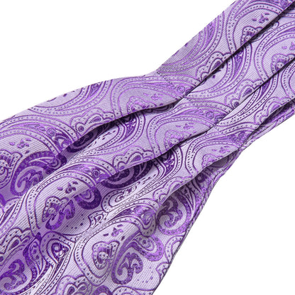 Purple Paisley Silk Ascot, Pocket Square and Cufflinks ascot    - Sophisticated Gentlemen