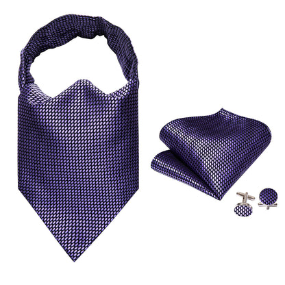 Purple Plaid Ascot, Pocket Square and Cufflinks ascot    - Sophisticated Gentlemen