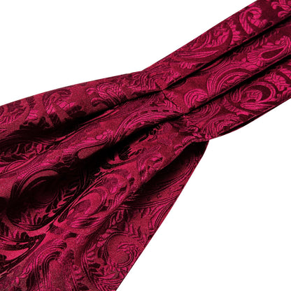 Red Paisley Silk Ascot, Pocket Square and Cufflinks ascot    - Sophisticated Gentlemen