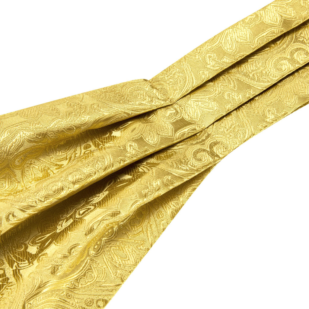 Yellow Paisley Silk Ascot, Pocket Square and Cufflinks ascot    - Sophisticated Gentlemen