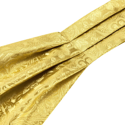 Yellow Paisley Silk Ascot, Pocket Square and Cufflinks ascot    - Sophisticated Gentlemen