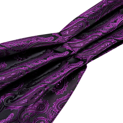 Purple Paisley Ascot, Pocket Square and Cufflinks ascot    - Sophisticated Gentlemen